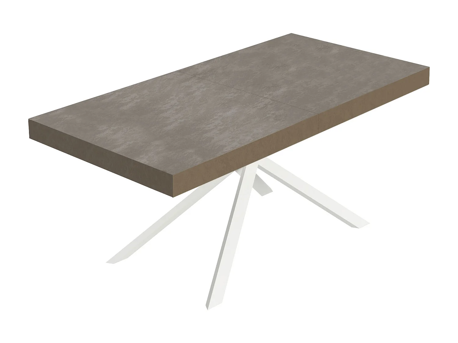 Niket taubengrauer ausziehbarer Tisch 200/304x90 cm mit weißen Beinen