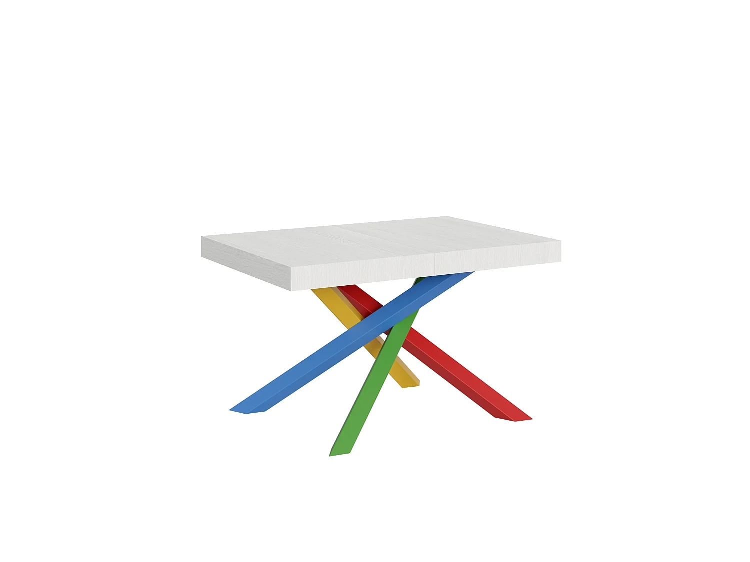 Uitschuifbare tafel 120/380x90 cm Volantis wit essen multikleurige poten 4/B