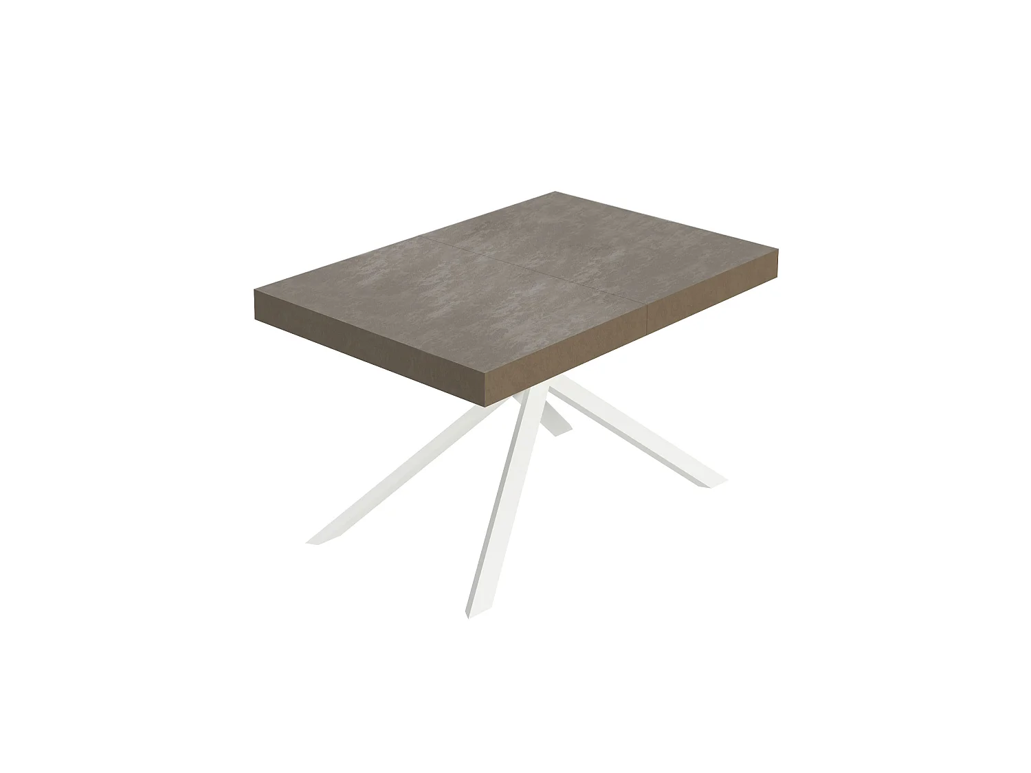 Niket duegråt udtræksbord 120/380x90 cm med hvide ben