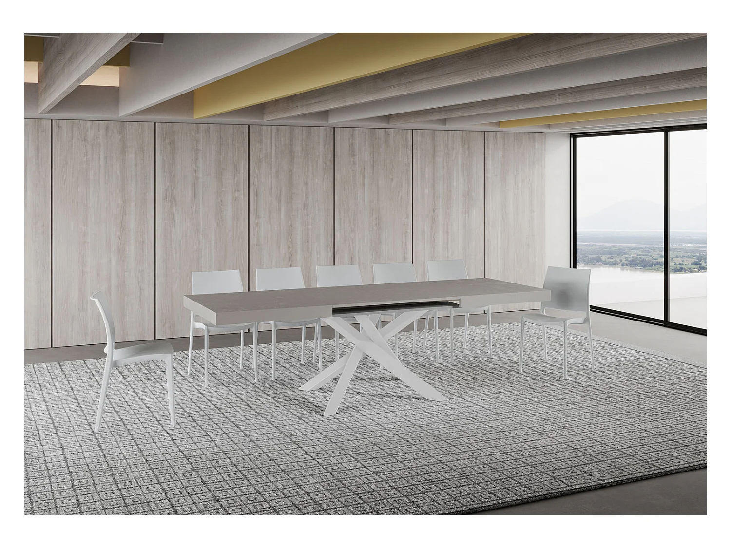 Tavolo allungabile 160/420x90 cm Volantis cashmere gambe bianche