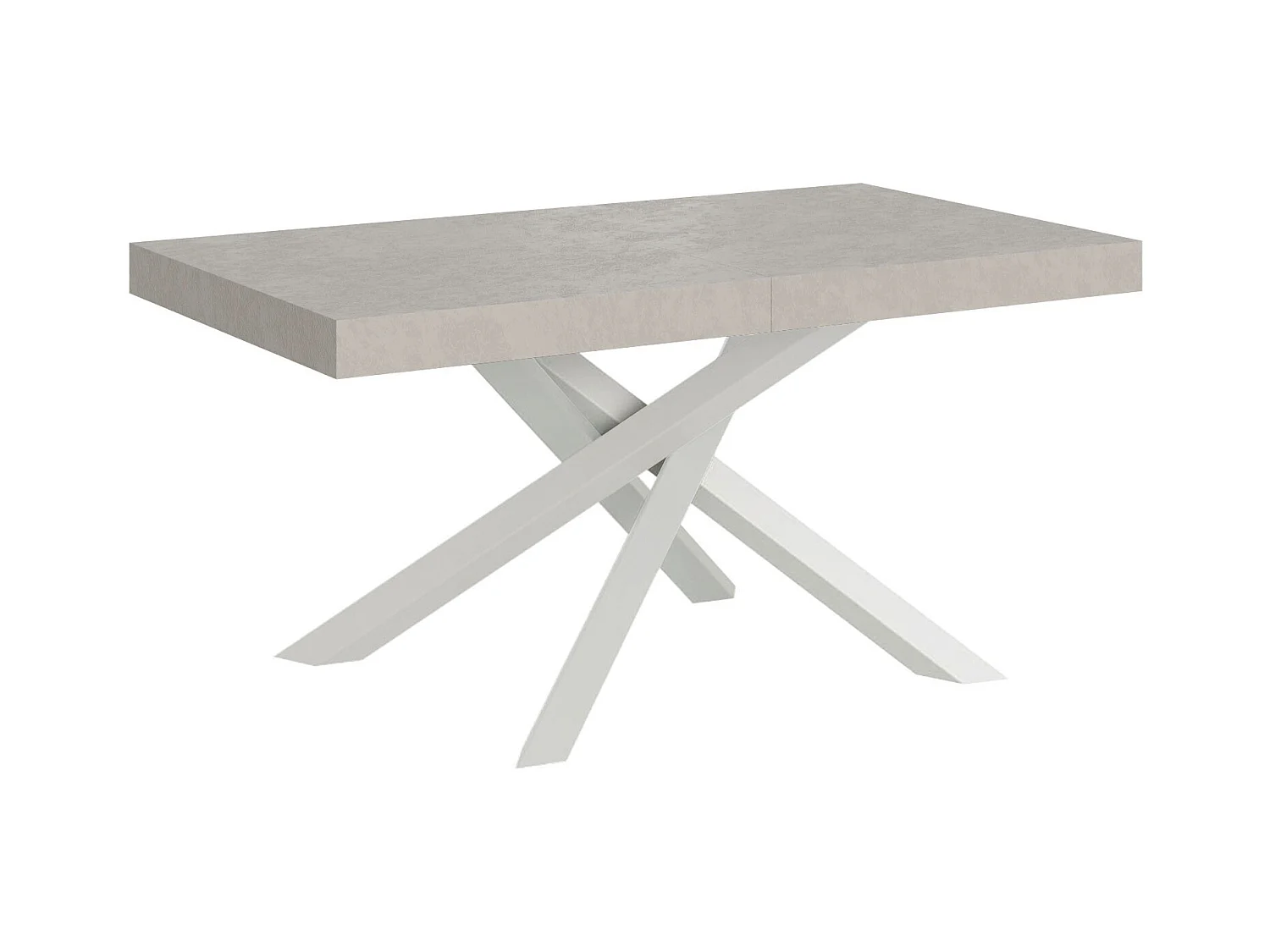 Volantis ausziehbarer Kaschmirtisch 160/420x90 cm mit weißen Beinen