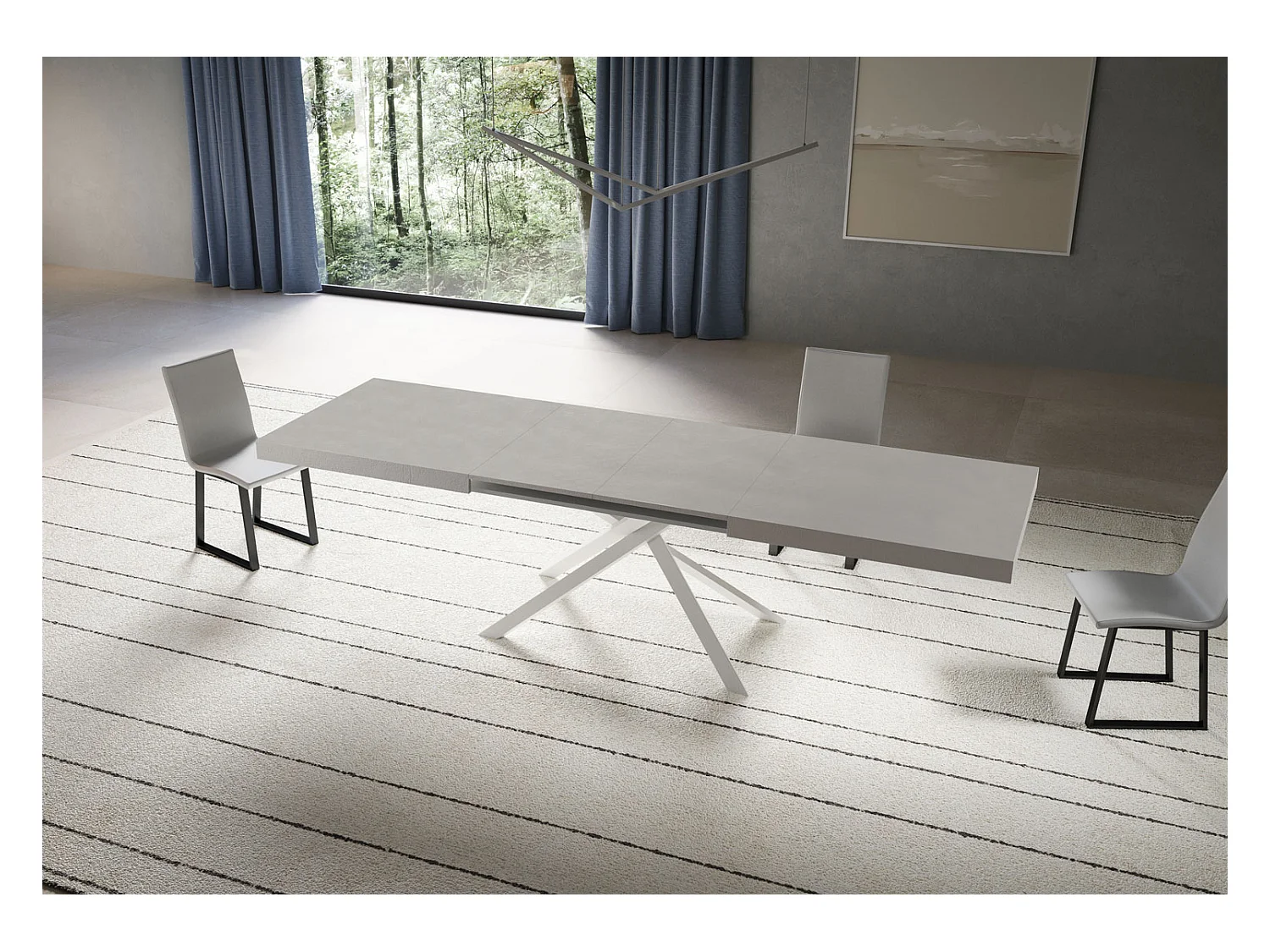 Niket Kaschmir-Ausziehtisch 180/284x90 cm mit weißen Beinen