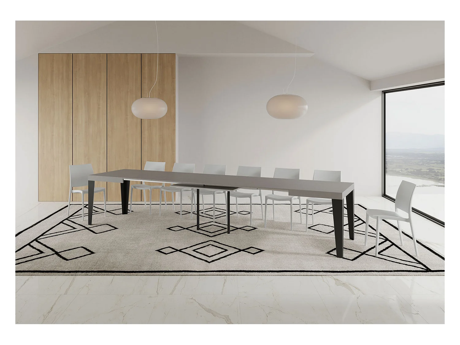 Mesa extensible 120/380x90 cm Flame cachemir patas antracita