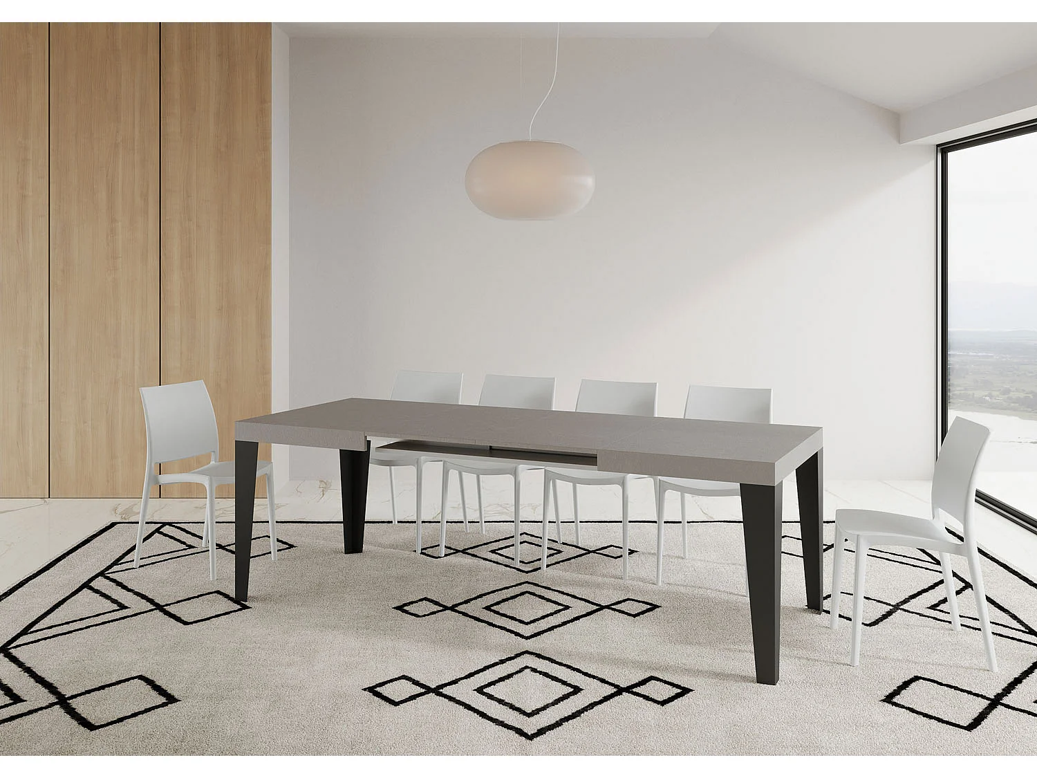 Table extensible 120/380x90 cm Pieds anthracite cachemire Flame