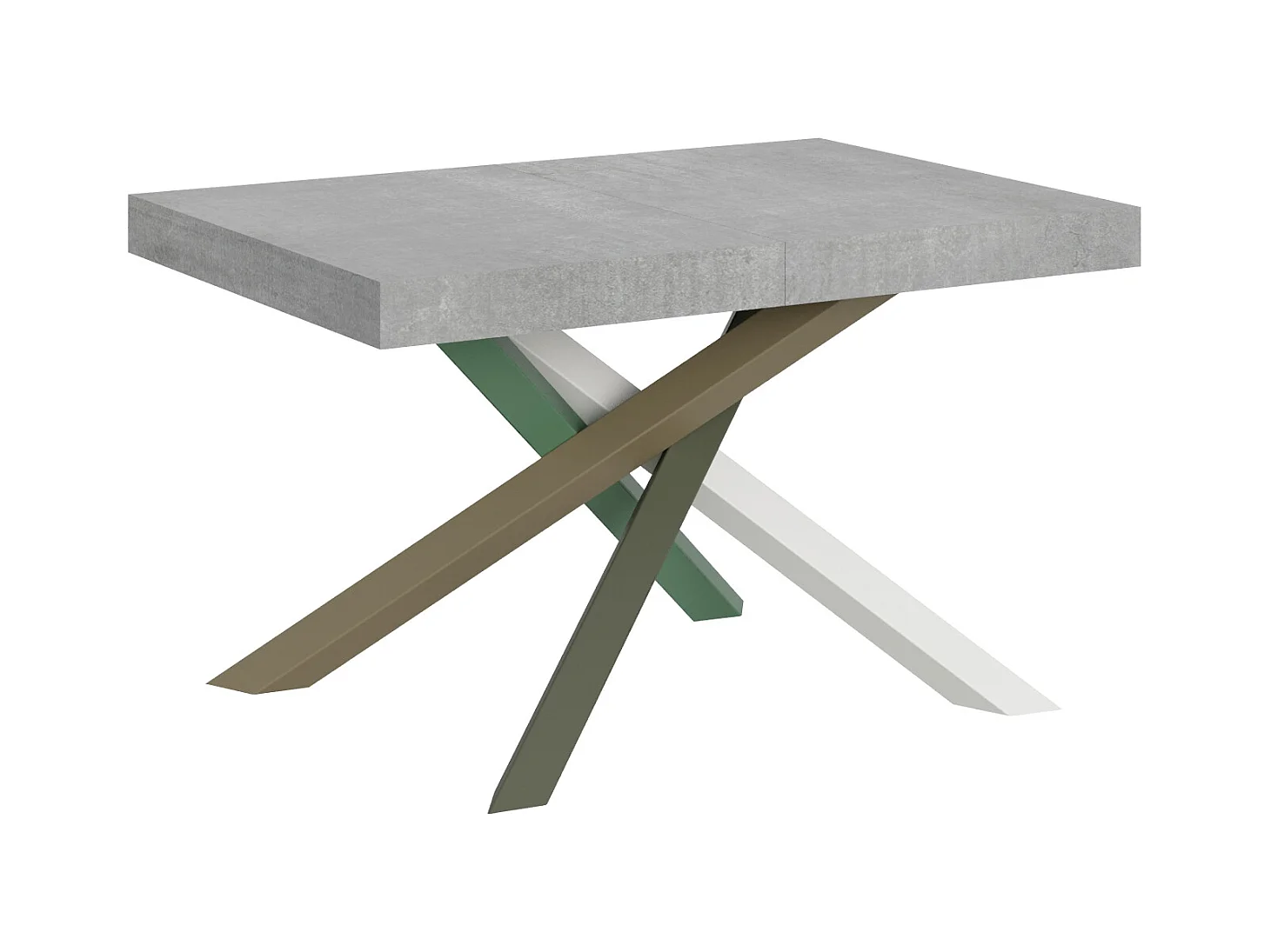 Uitschuifbare tafel 120/380x90 cm Volantis beton veelkleurige poten 4/A