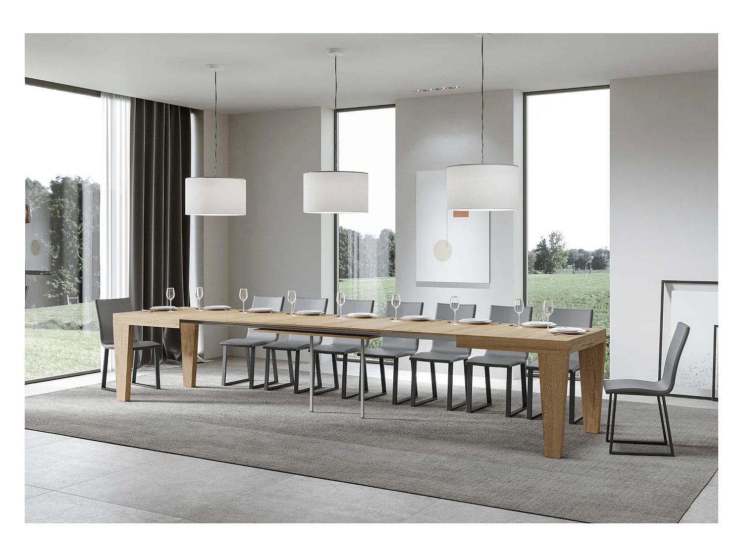 Ausziehbarer Tisch 120/380x90 cm Spimbo Eiche natur