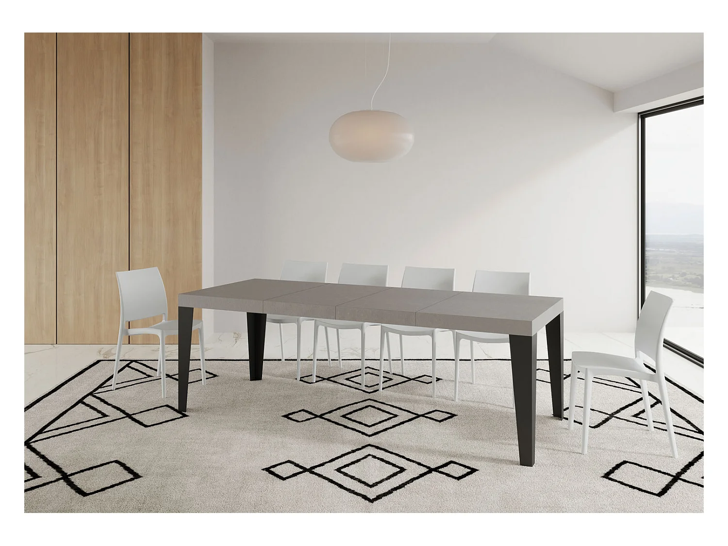 Ausziehtisch 120/380x90 cm Flame Premium Kaschmir Beine anthrazit