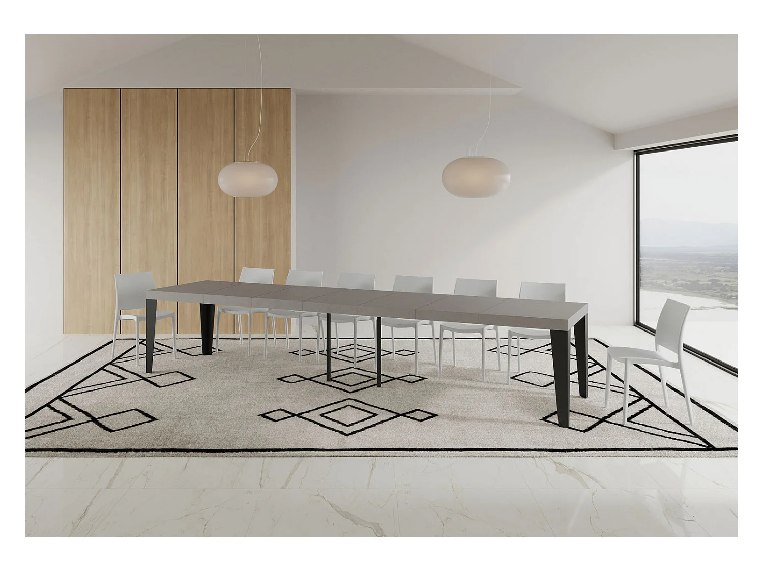 Ausziehtisch 120/380x90 cm Flame Premium Kaschmir Beine anthrazit