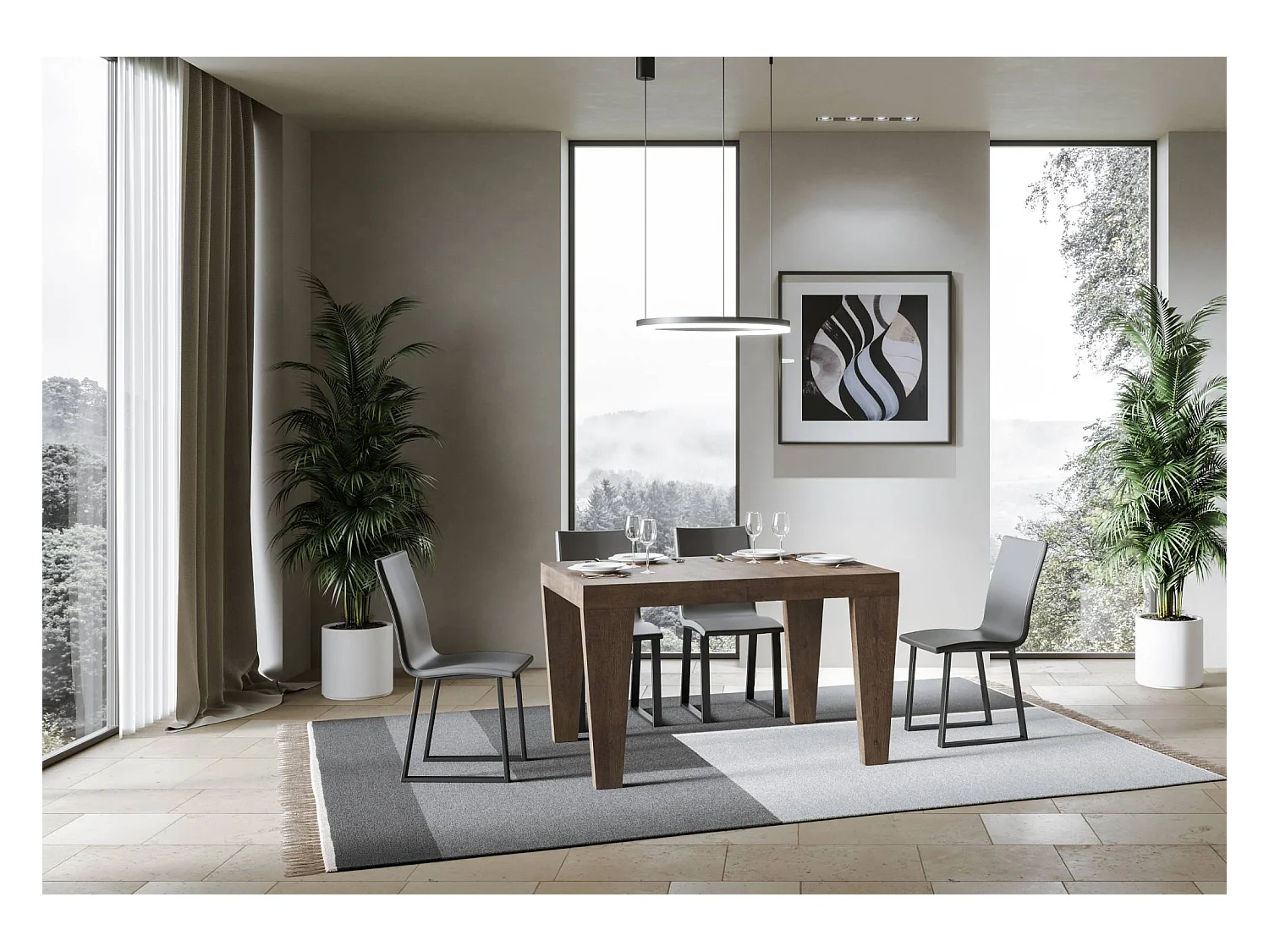 Uitschuifbare tafel 120/380x90 cm Spimbo notenhout