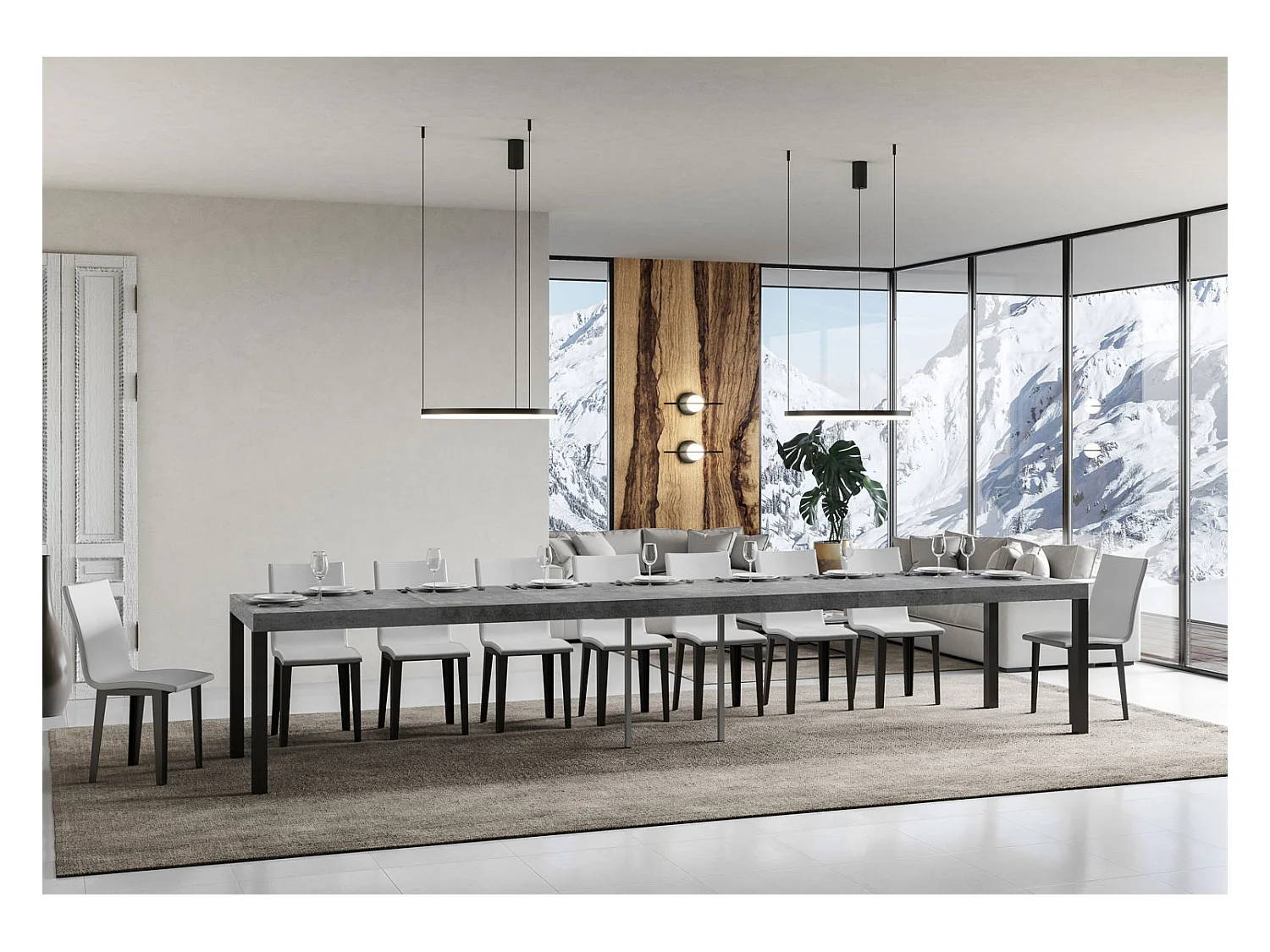 Table extensible Everyday Premium 120/380x90 cm pieds béton anthracite