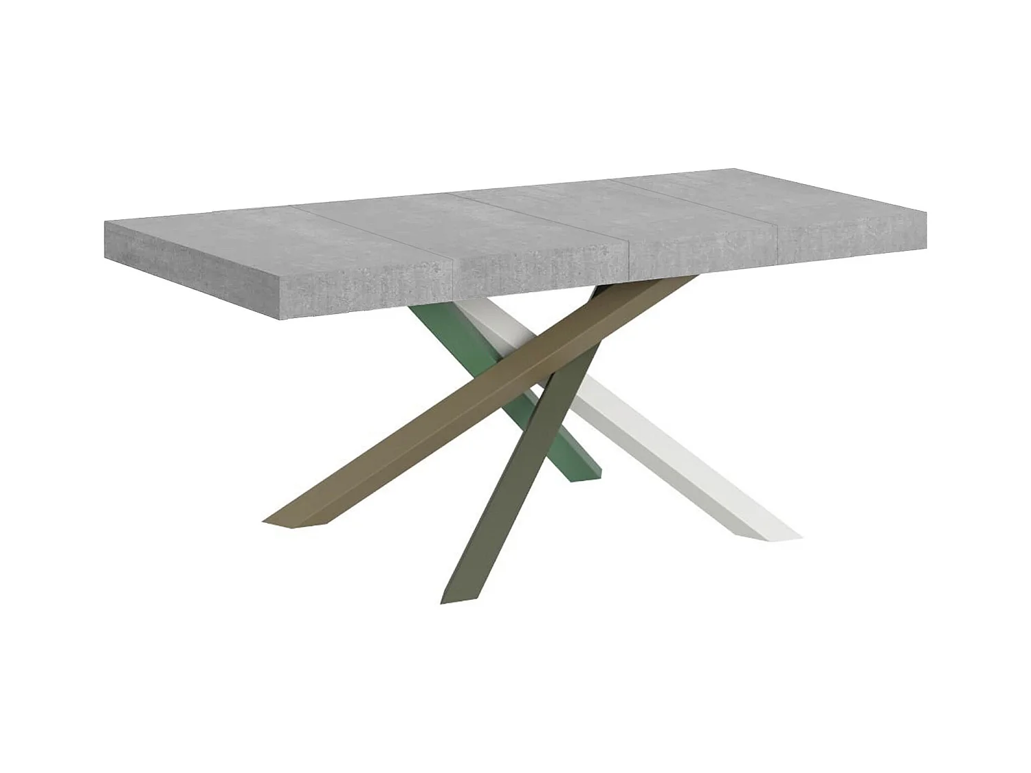 Uitschuifbare tafel 120/380x90 cm Volantis Premium beton veelkleurige poten 4/A