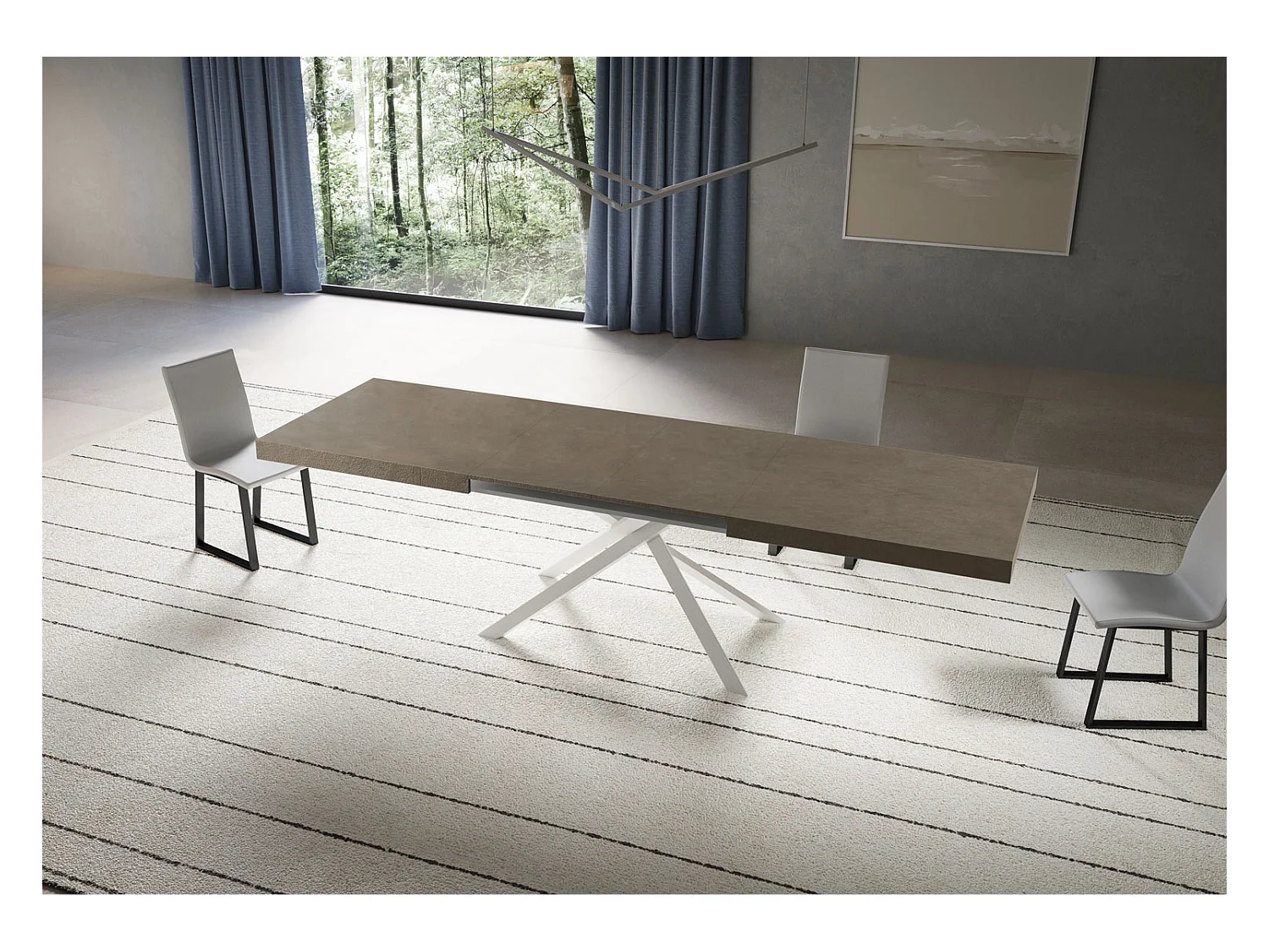 Stół rozkładany Niket gołębioszary 180/284x90 cm z białymi nogami