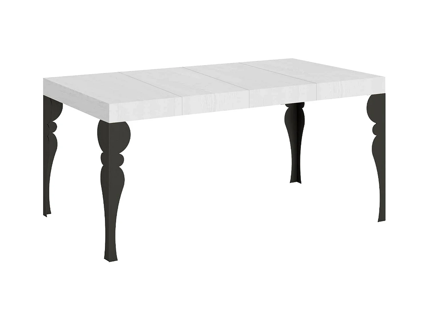 Mesa extensible Paxon Premium 120/380x90 cm fresno blanco patas antracita