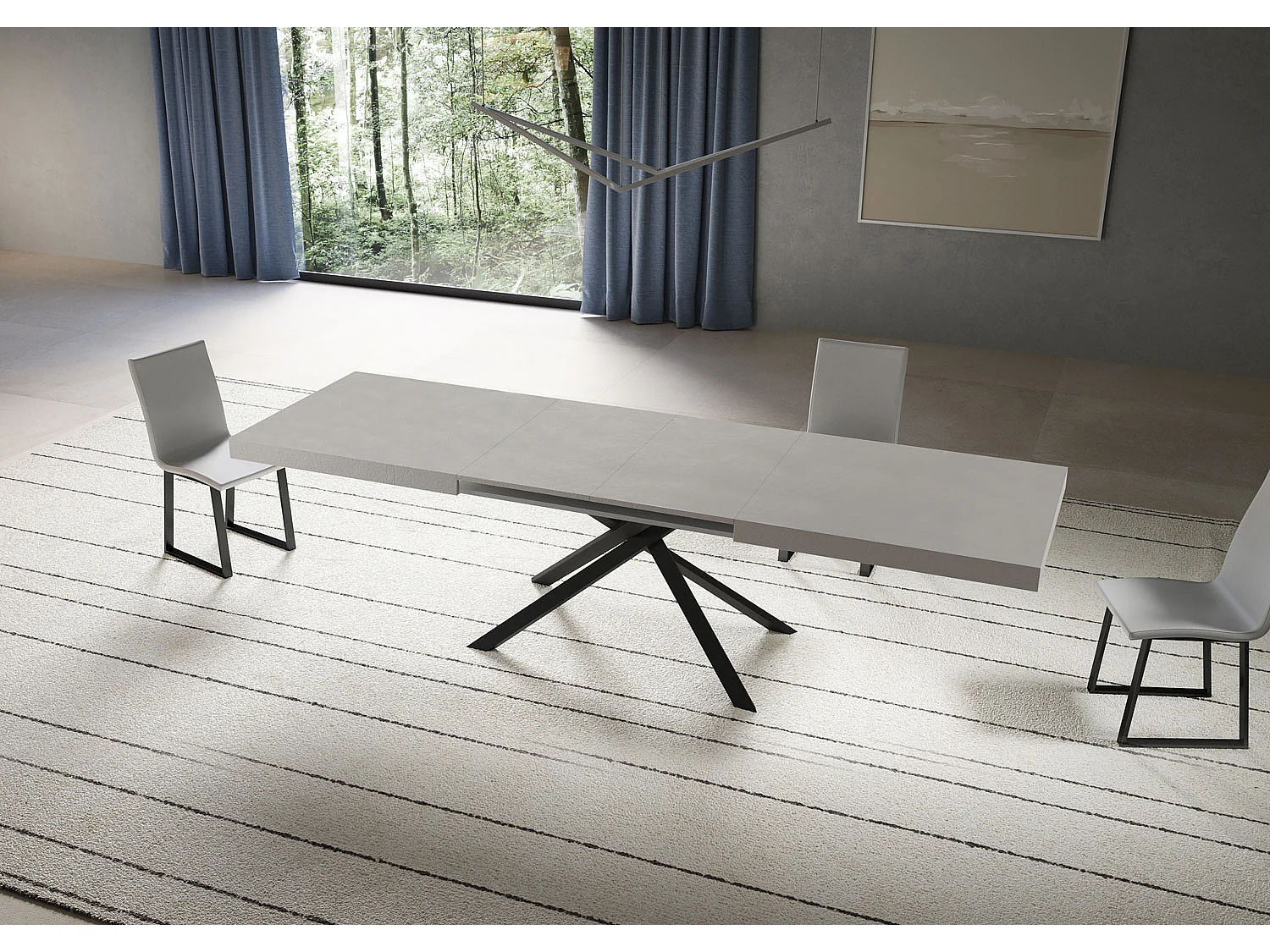 Niket kasjmier uitschuifbare tafel 200/304x90 cm met antraciet poten