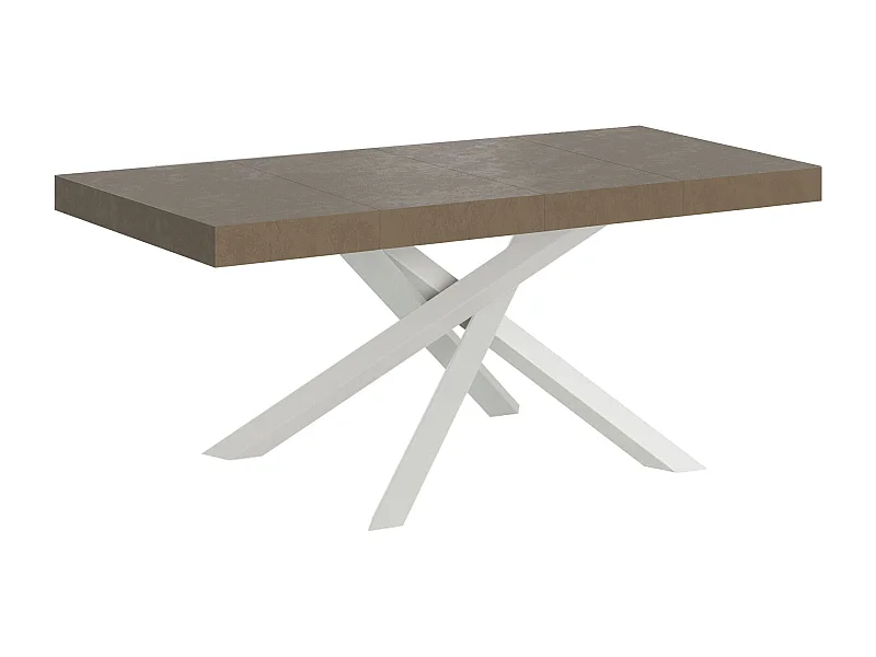 Volantis Premium taubengrauer Ausziehtisch 140/244x90 cm mit weißen Beinen