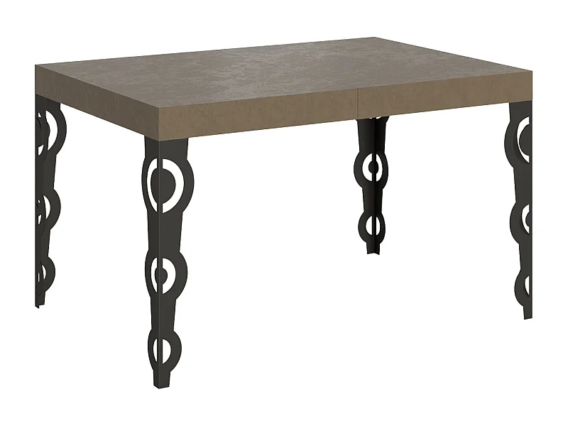 Mesa extensible Karamay 120/380x90 cm gris paloma con patas antracita