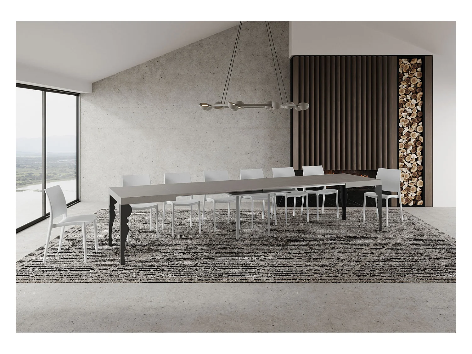 Paxon Cashmere Uitschuifbare Tafel 120/380x90 cm met Antraciet Poten