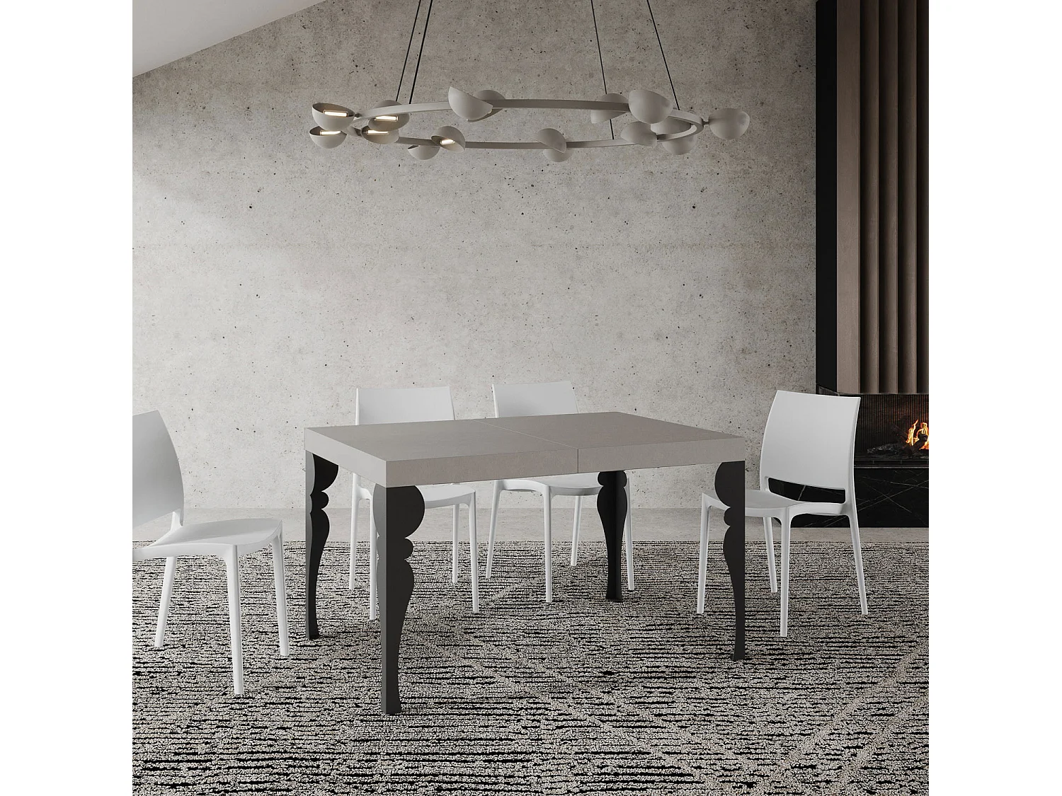 Mesa extensible Paxon Cashmere 120/380x90 cm con patas antracita