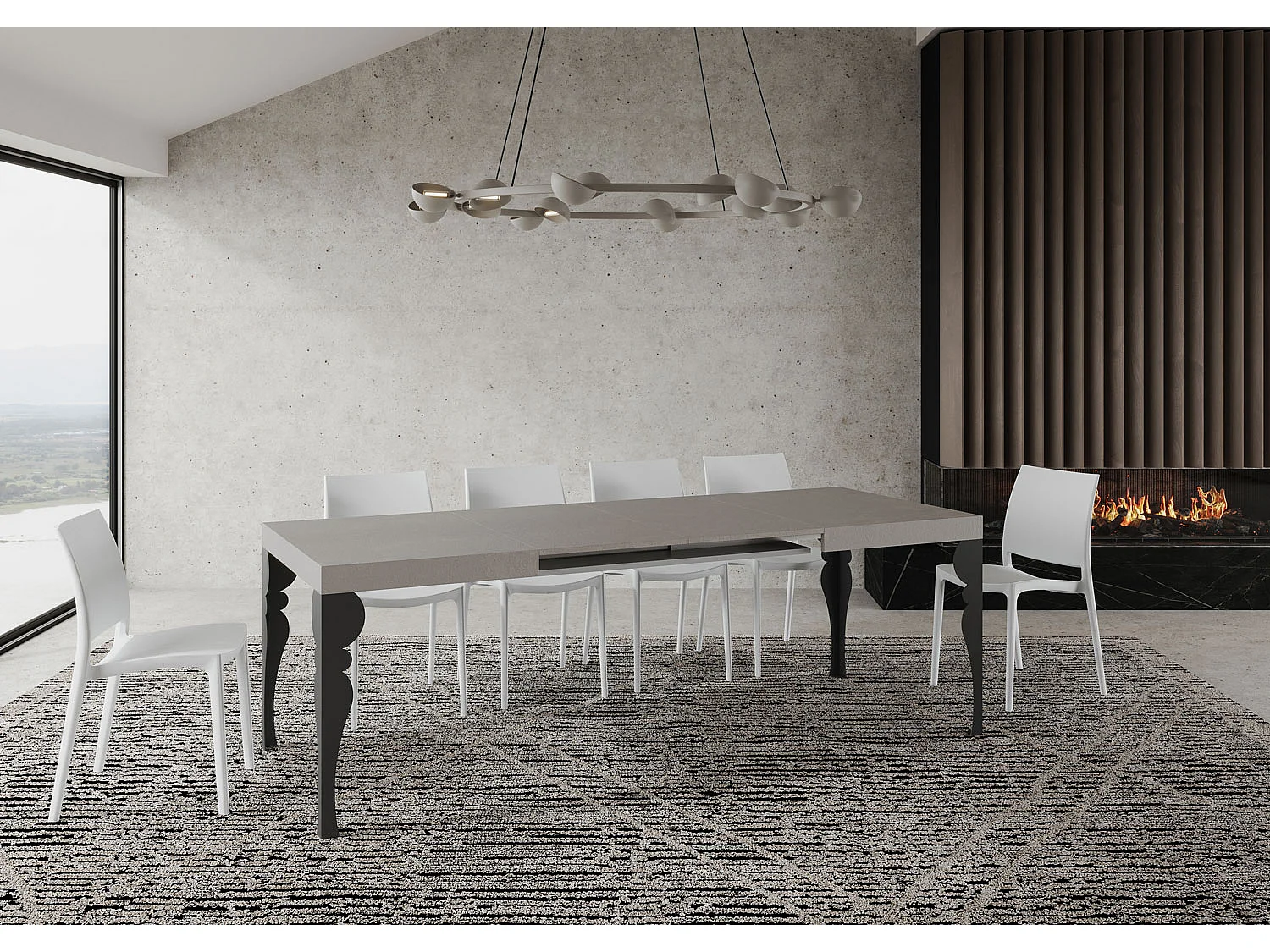 Paxon Cashmere Udtræksbord 120/380x90 cm med Antracitben
