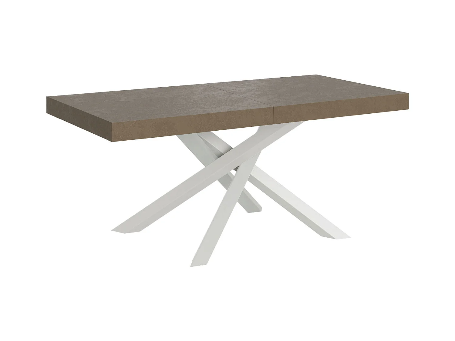Table extensible Volantis gris tourterelle 200/460x90 cm avec pieds blancs