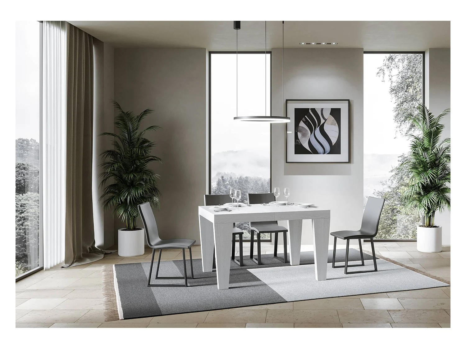 Ausziehbarer Tisch 120/380x90 cm Spimbo Esche weiß