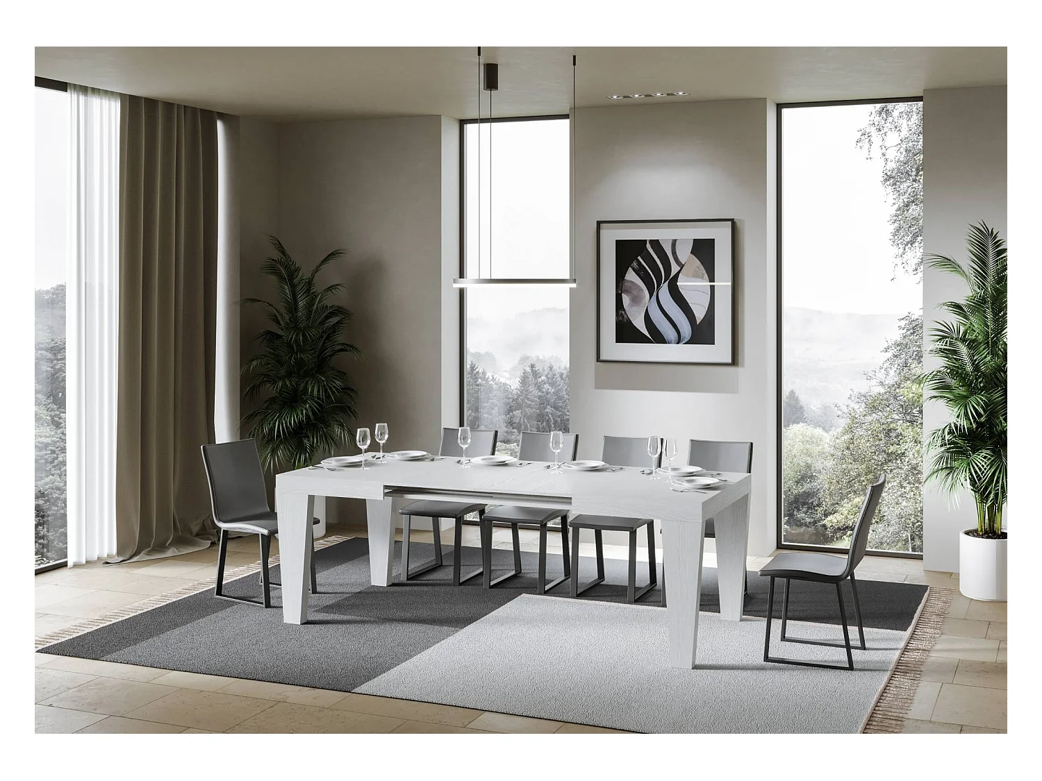 Ausziehbarer Tisch 120/380x90 cm Spimbo Esche weiß