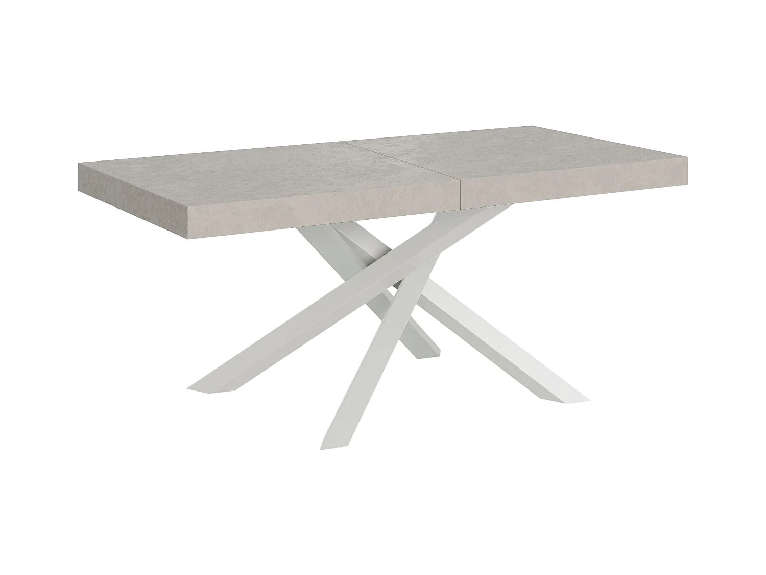 Volantis ausziehbarer Kaschmirtisch 200/460x90 cm mit weißen Beinen