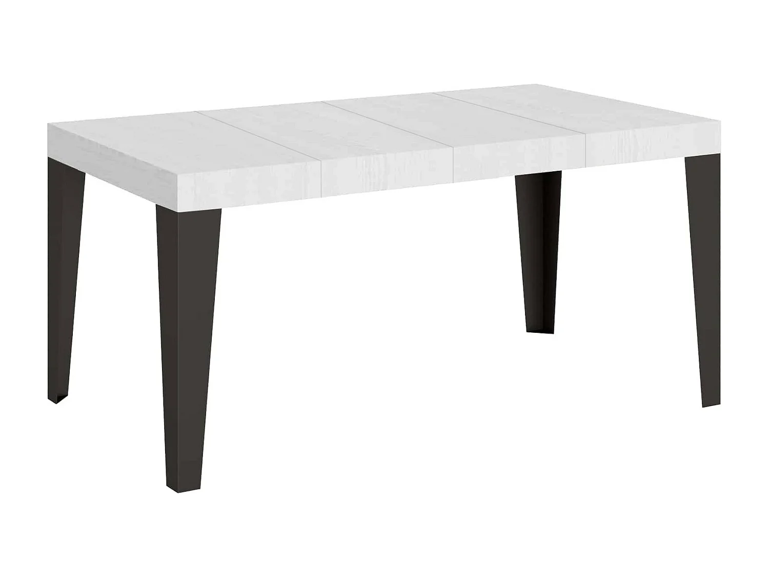 Table extensible 120/380x90 cm Flame Premium frêne blanc avec pieds anthracite