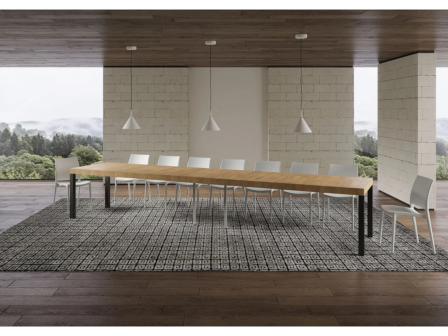 Table extensible 120/380x90 cm Everyday Premium chêne naturel avec pieds anthracite