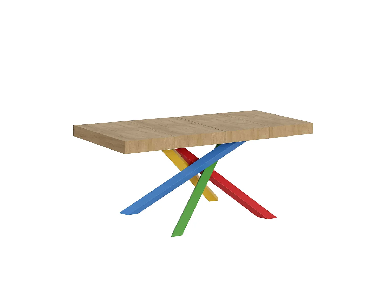 Uitschuifbare tafel 120/380x90 cm Volantis Premium naturel eiken meerkleurige poten 4/B