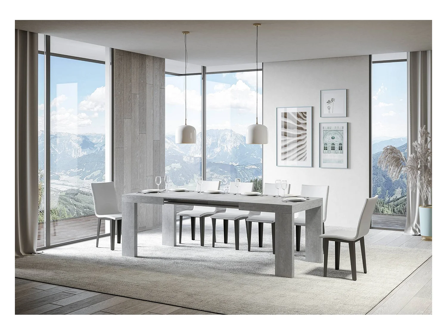 Roxell uitschuifbare tafel 120/380x90 cm beton