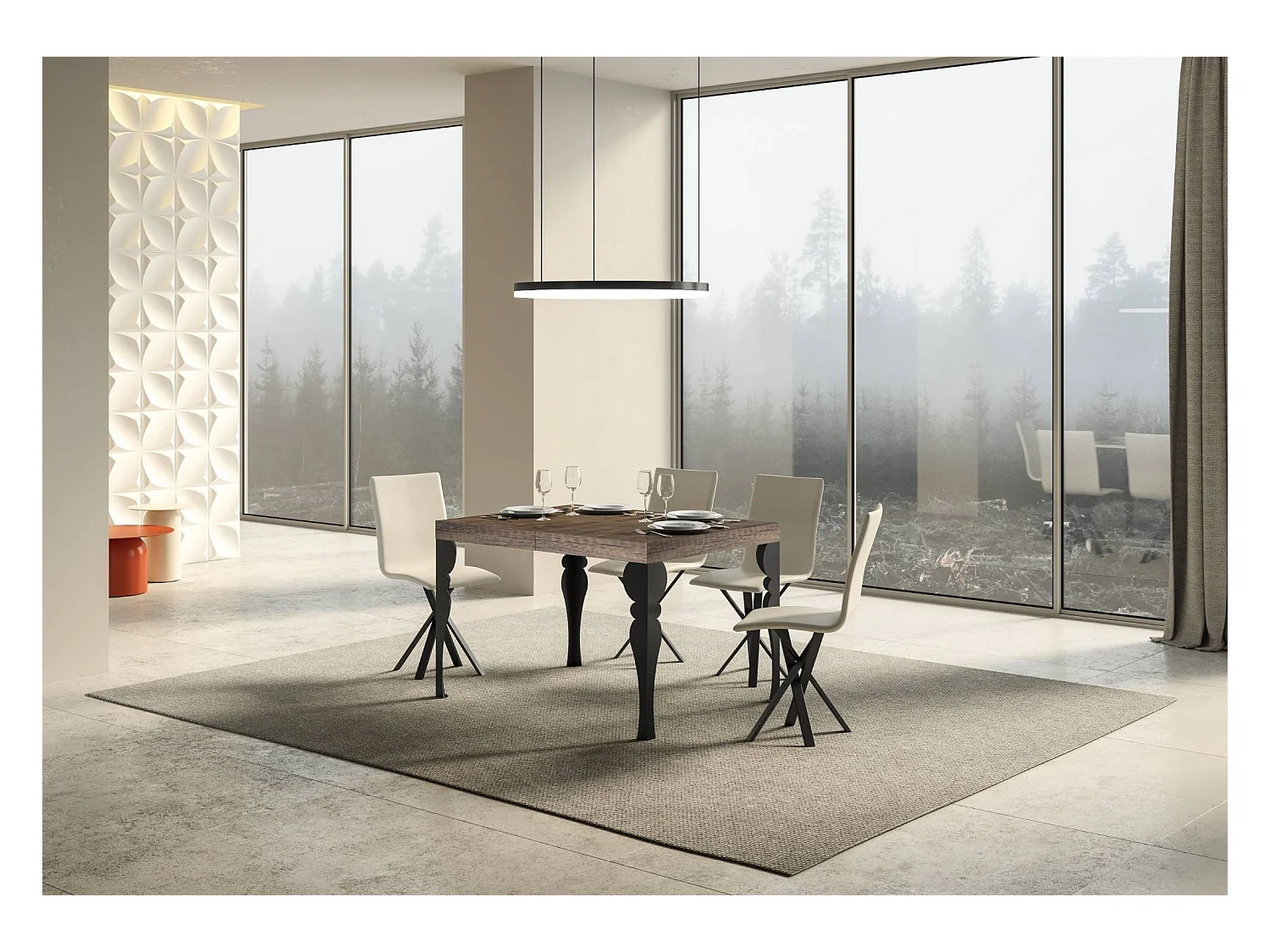 Paxon uitschuifbare tafel 120/380x90 cm noten antraciet poten