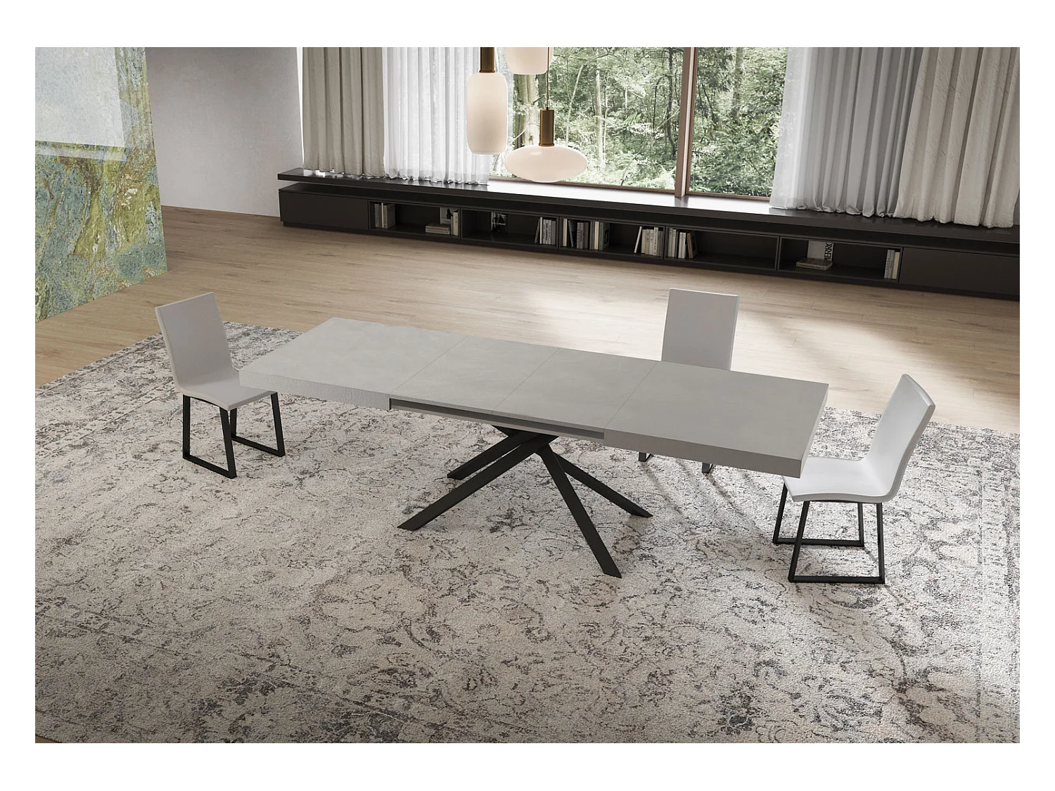 Niket Kaschmir Ausziehtisch 160/420x90 cm mit anthrazitfarbenen Beinen