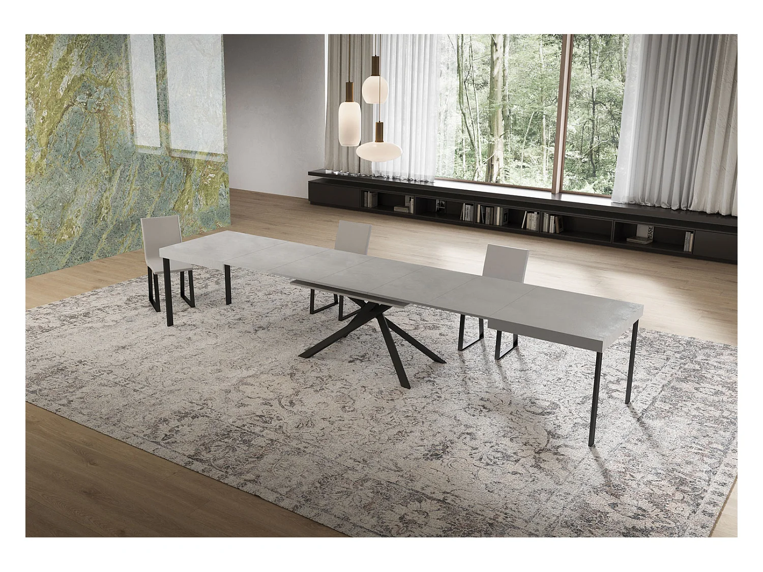 Niket Kaschmir Ausziehtisch 160/420x90 cm mit anthrazitfarbenen Beinen