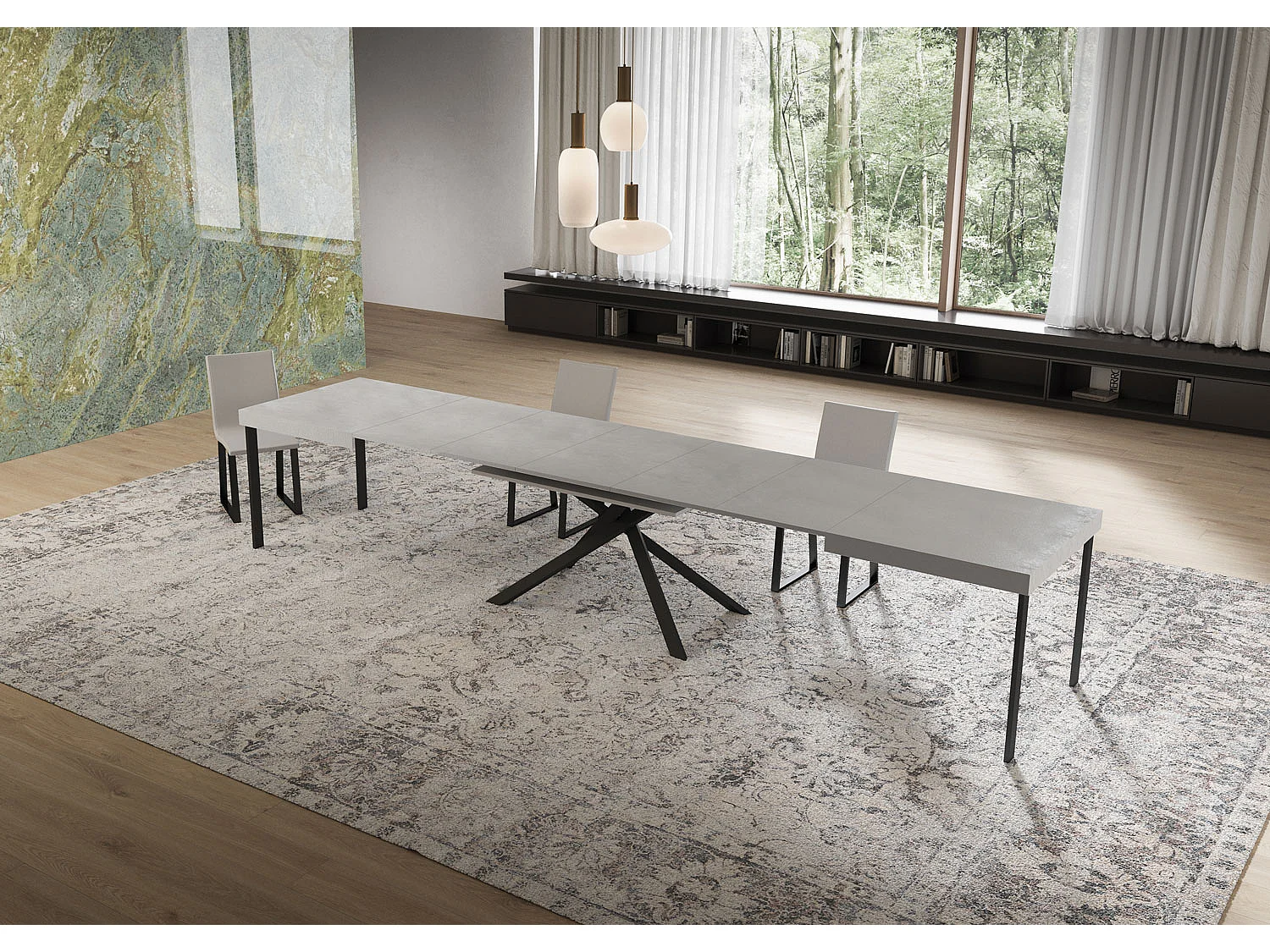 Niket Kaschmir Ausziehtisch 160/420x90 cm mit anthrazitfarbenen Beinen