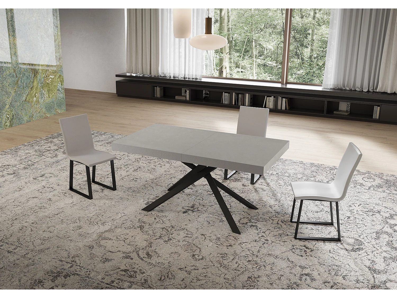 Niket Kaschmir Ausziehtisch 160/420x90 cm mit anthrazitfarbenen Beinen