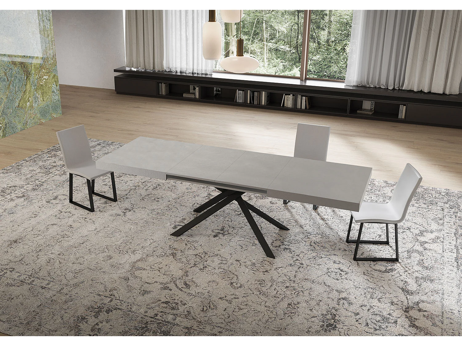 Niket Kaschmir Ausziehtisch 160/420x90 cm mit anthrazitfarbenen Beinen