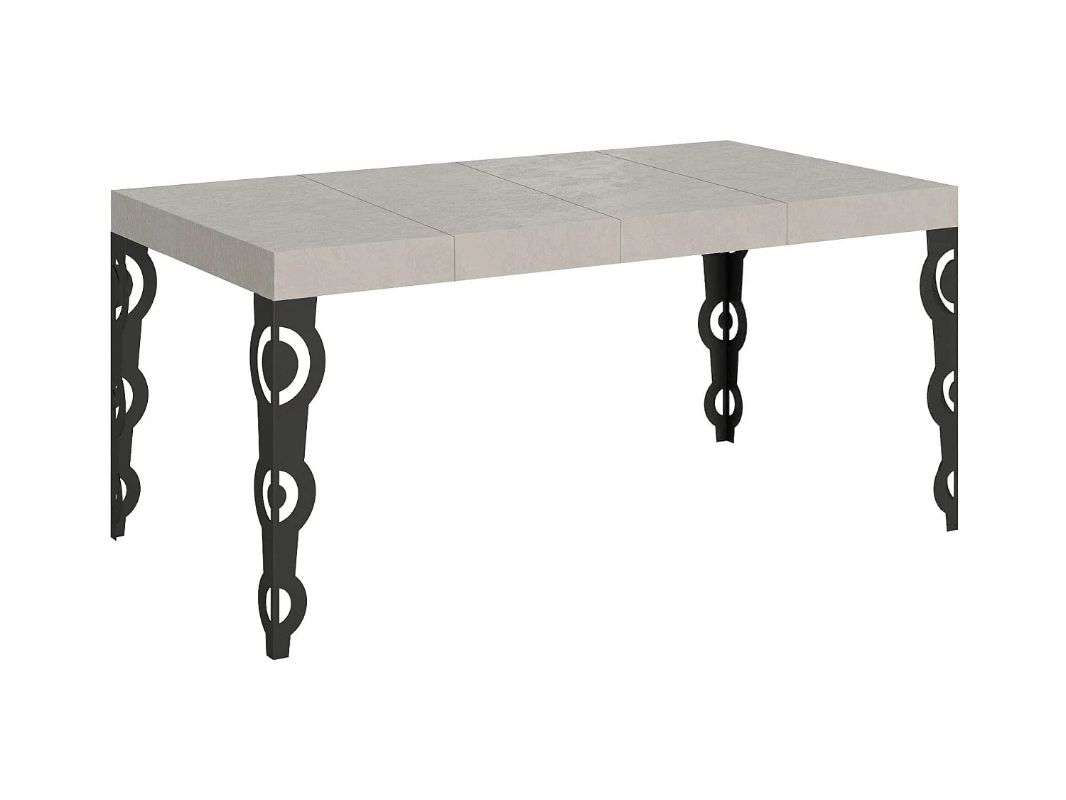 Table extensible Karamay Premium Cashmere 120/380x90 cm avec pieds anthracite