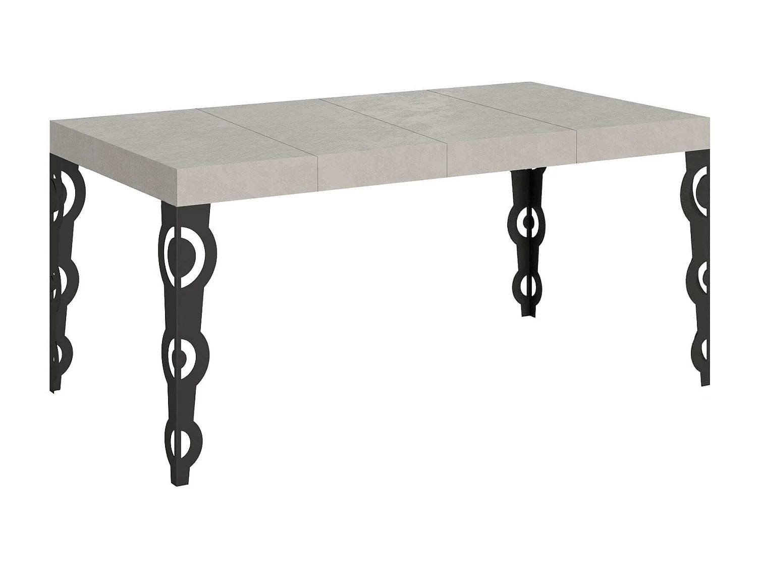 Table extensible Karamay Premium Cashmere 120/380x90 cm avec pieds anthracite