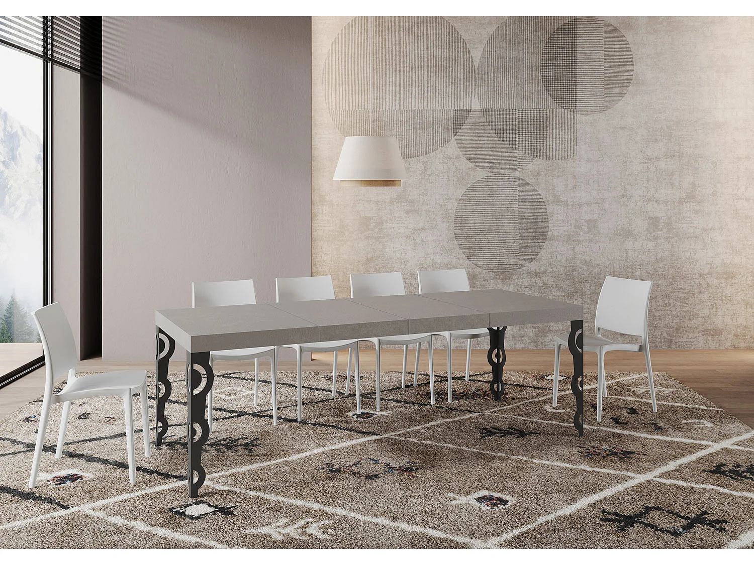 Karamay Premium Kasjmier Uitschuifbare Tafel 120/380x90 cm met Antraciet Poten
