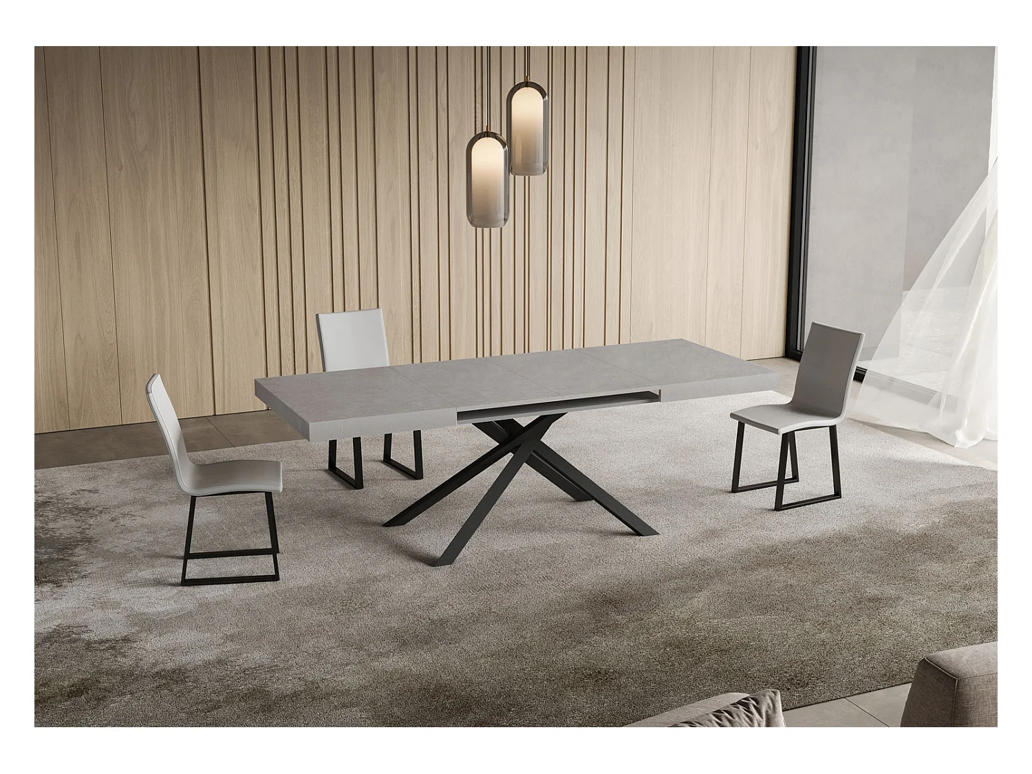 Niket Kaschmir Ausziehtisch 140/244x90 cm mit anthrazitfarbenen Beinen