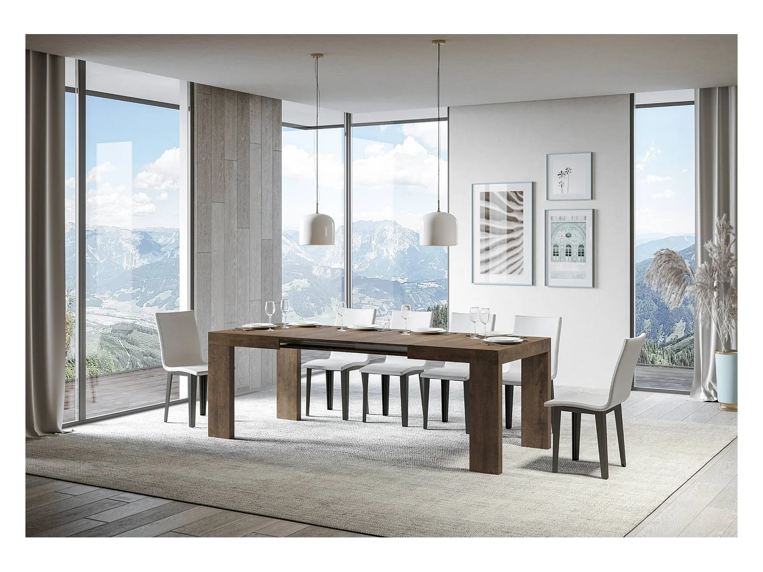 Tavolo allungabile 120/380x90 cm Roxell noce