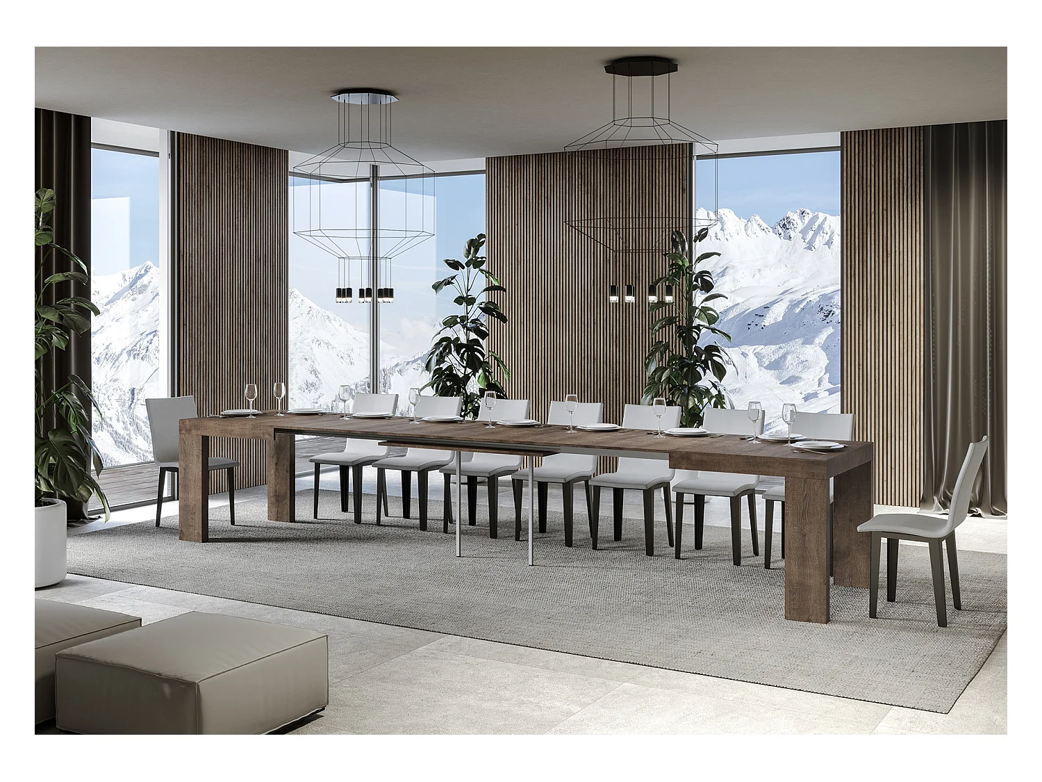 Tavolo allungabile 120/380x90 cm Roxell noce