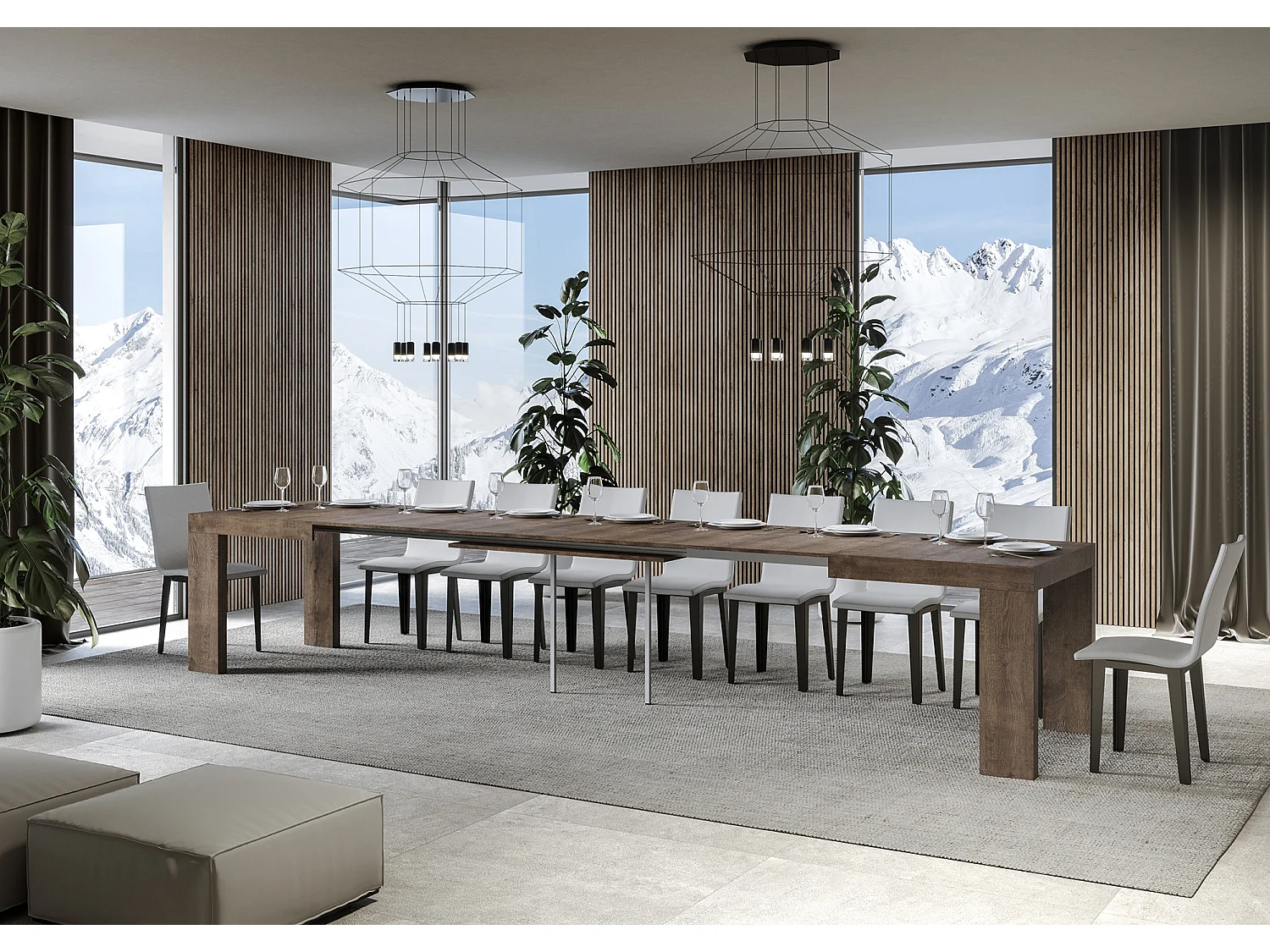 Mesa extensible 120/380x90 cm Roxell nogal