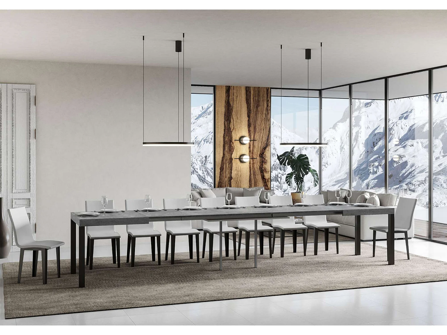 Table extensible Everyday 120/380x90 cm pieds béton anthracite