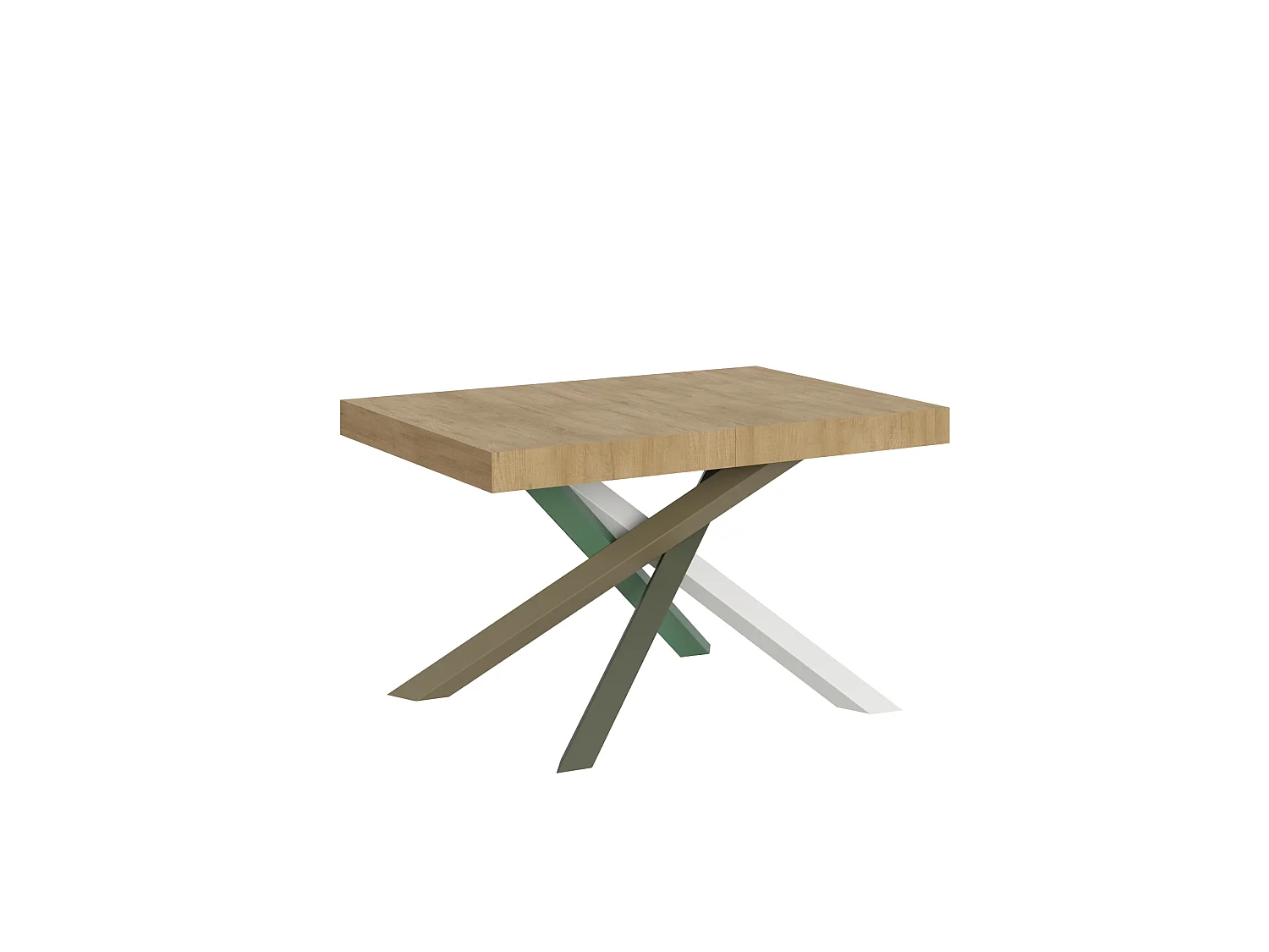 Uitschuifbare tafel 120/380x90 cm Volantis naturel eiken meerkleurige poten 4/A