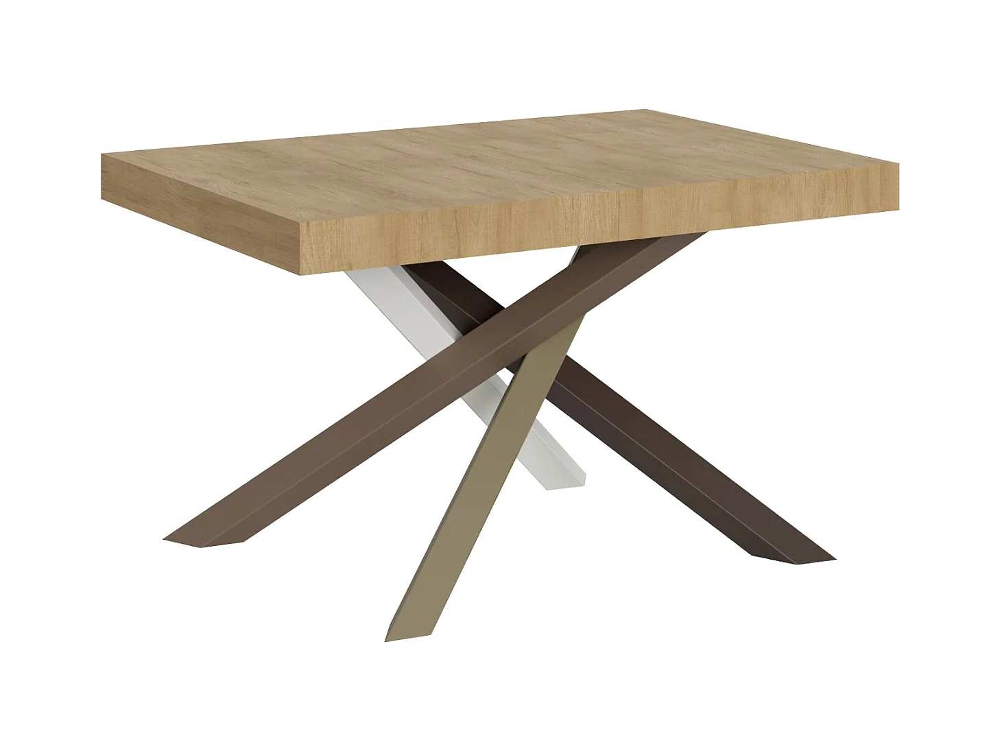 Uitschuifbare tafel 120/380x90 cm Volantis naturel eiken meerkleurige poten 4/C
