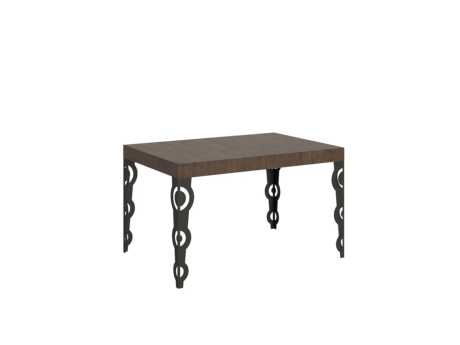 Karamay uitschuifbare tafel 120/380x90 cm noten antraciet poten