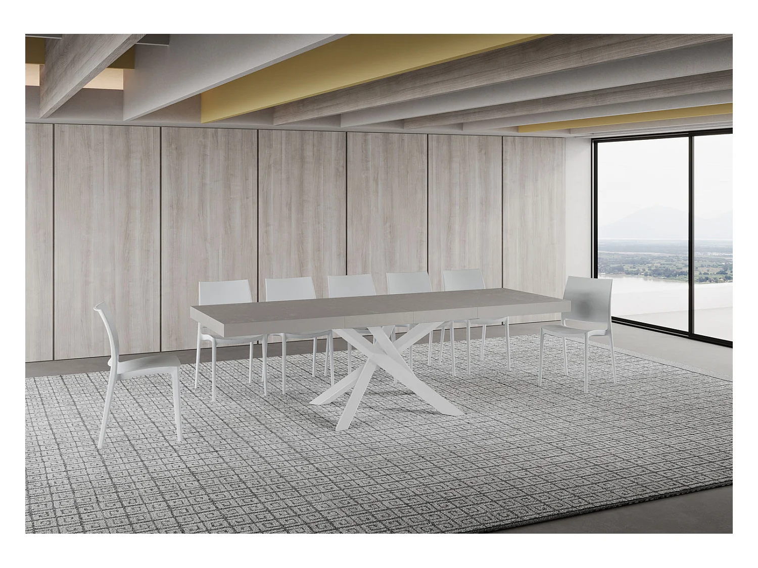 Mesa extensible 160/420x90 cm Volantis Premium patas blanco cachemir