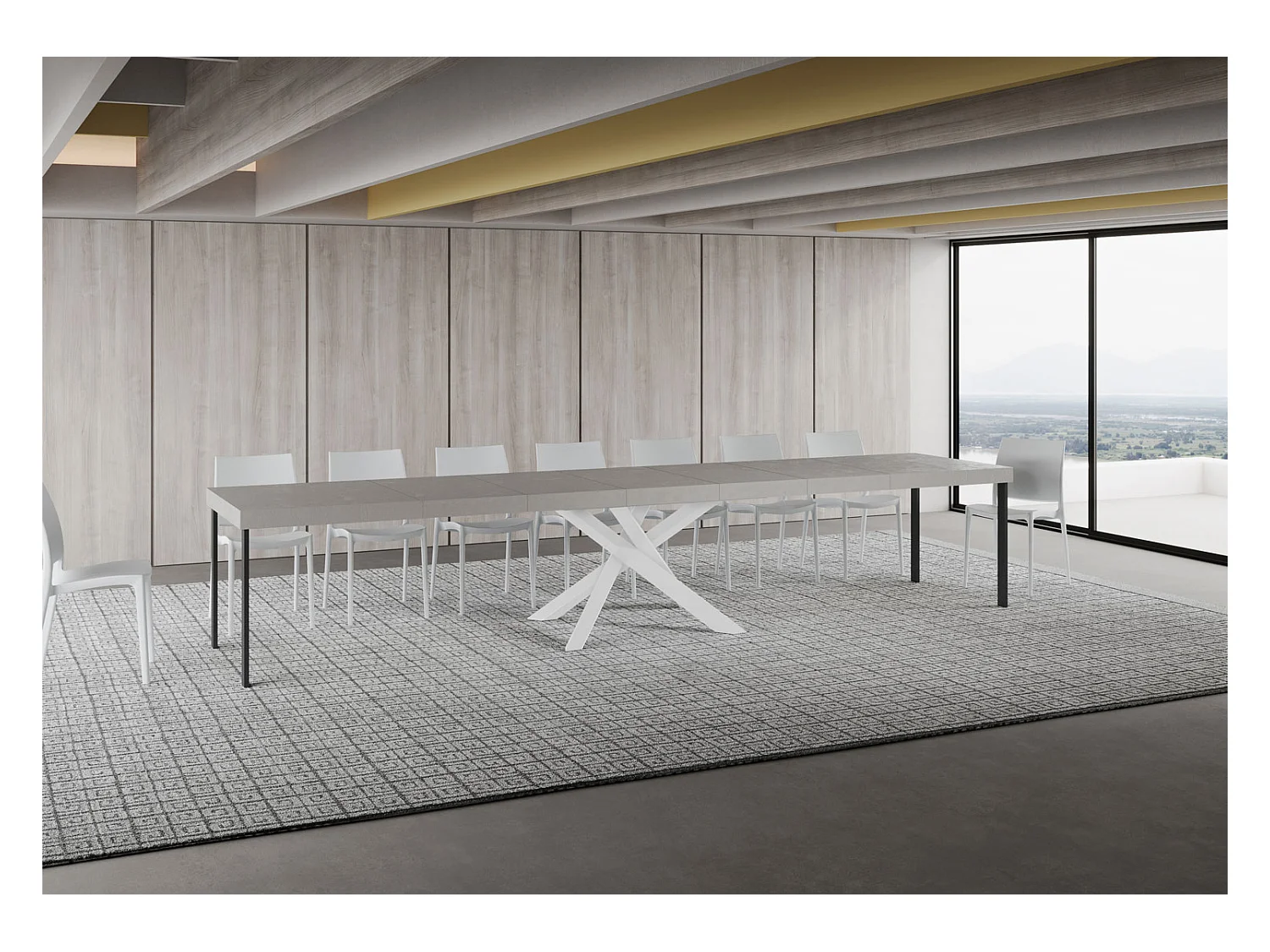 Mesa extensible 160/420x90 cm Volantis Premium patas blanco cachemir